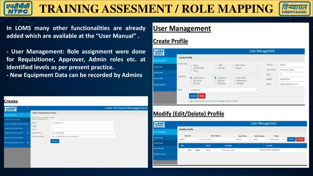 training assesment role mapping