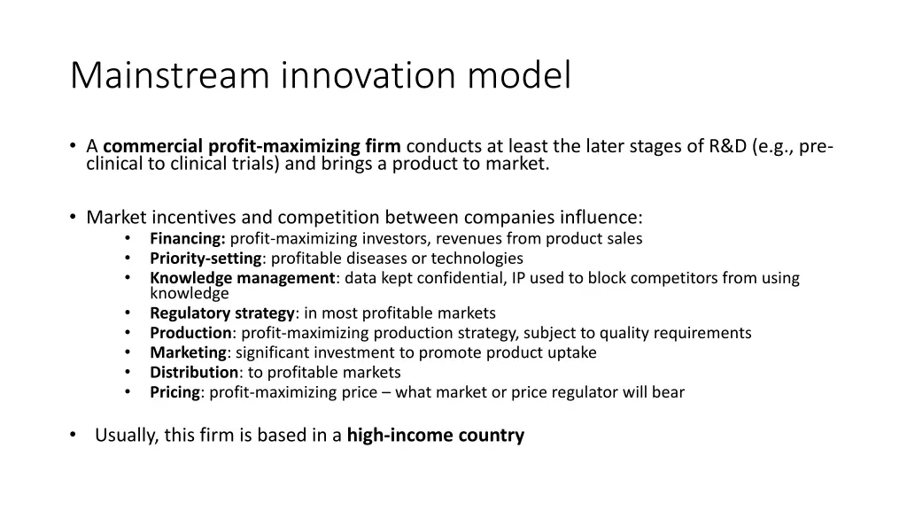 mainstream innovation model