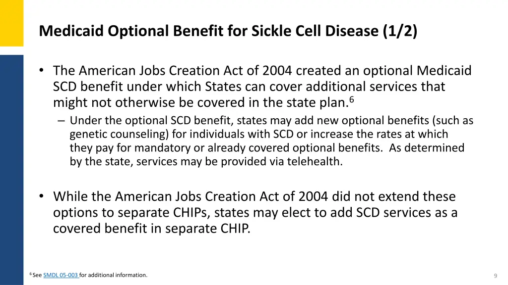 medicaid optional benefit for sickle cell disease