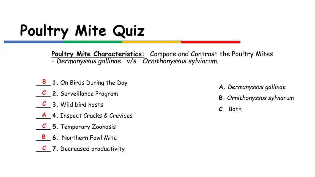 poultry mite quiz