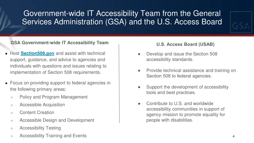 government wide it accessibility team from