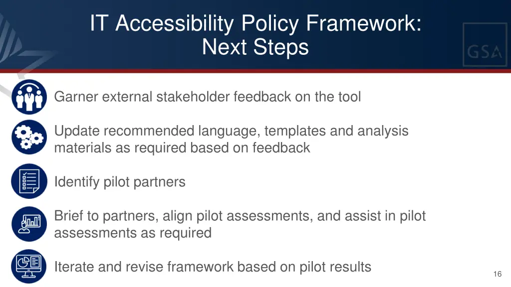 it accessibility policy framework next steps