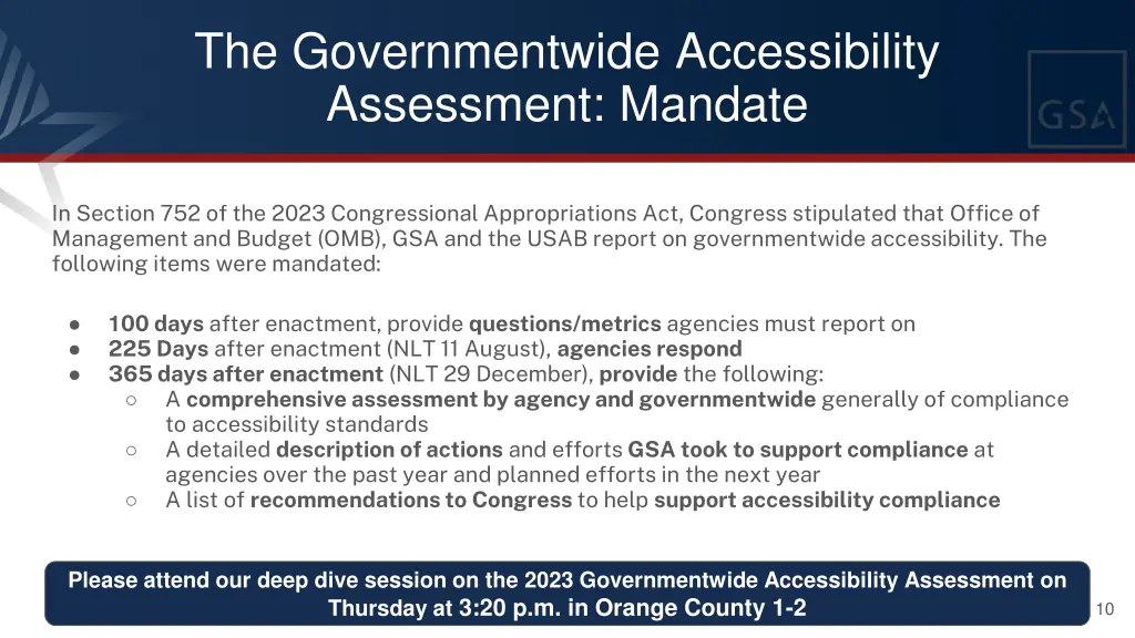 the governmentwide accessibility assessment