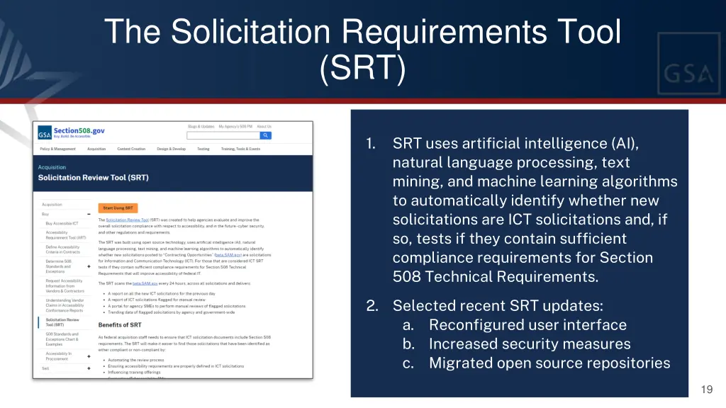 the solicitation requirements tool srt