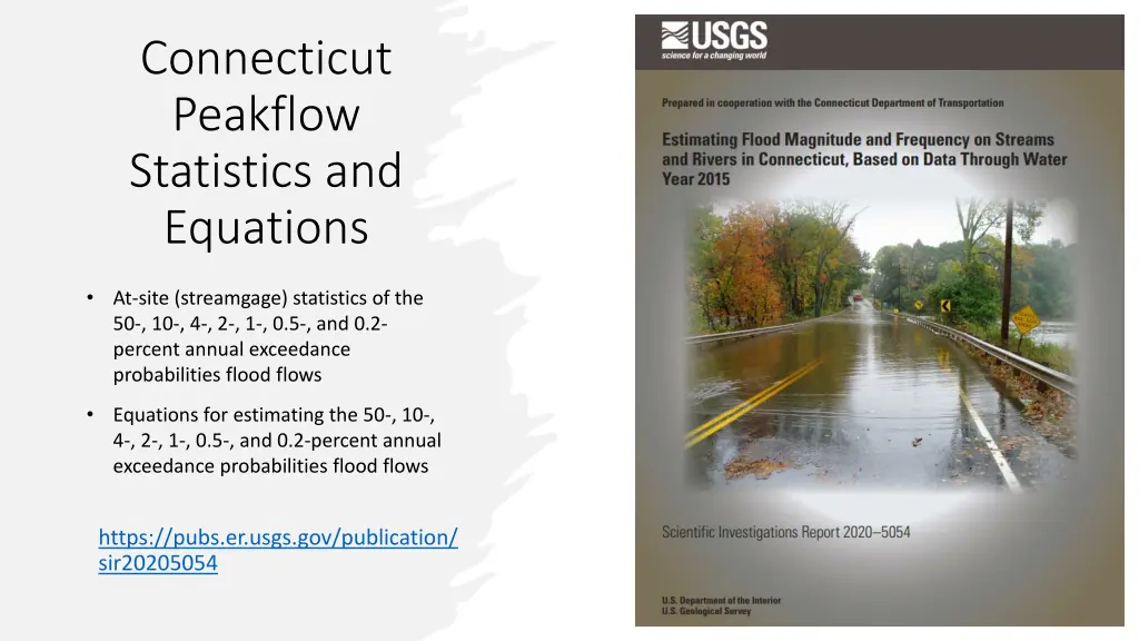 connecticut peakflow statistics and equations