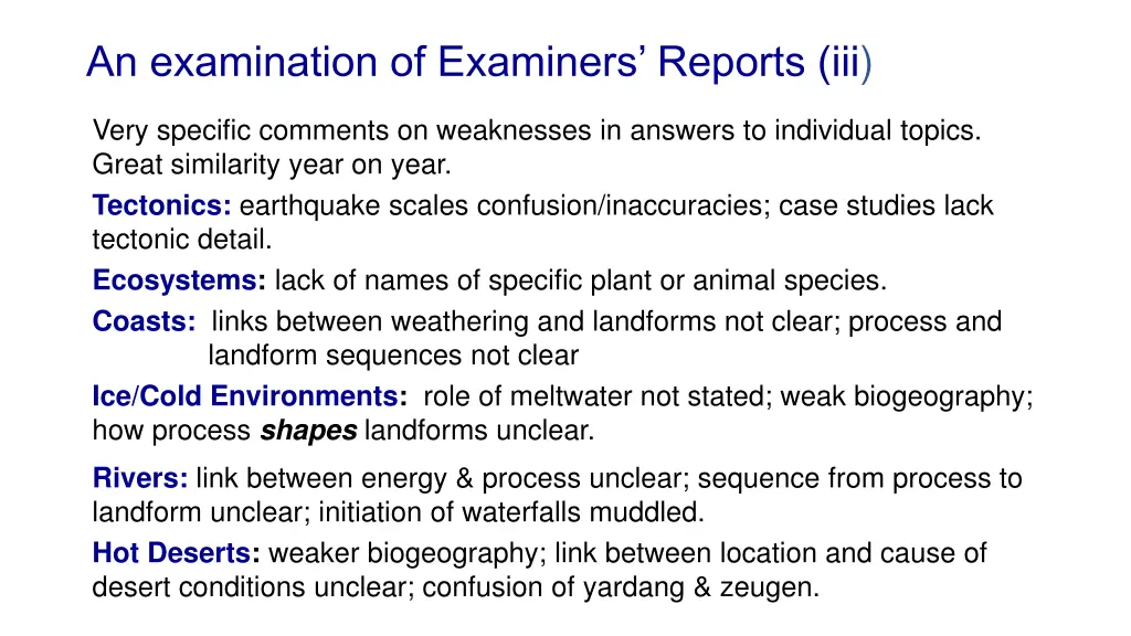 an examination of examiners reports iii