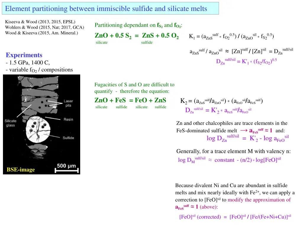 element partitioning between immiscible sulfide