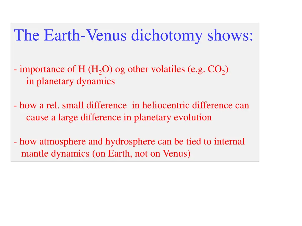 the earth venus dichotomy shows