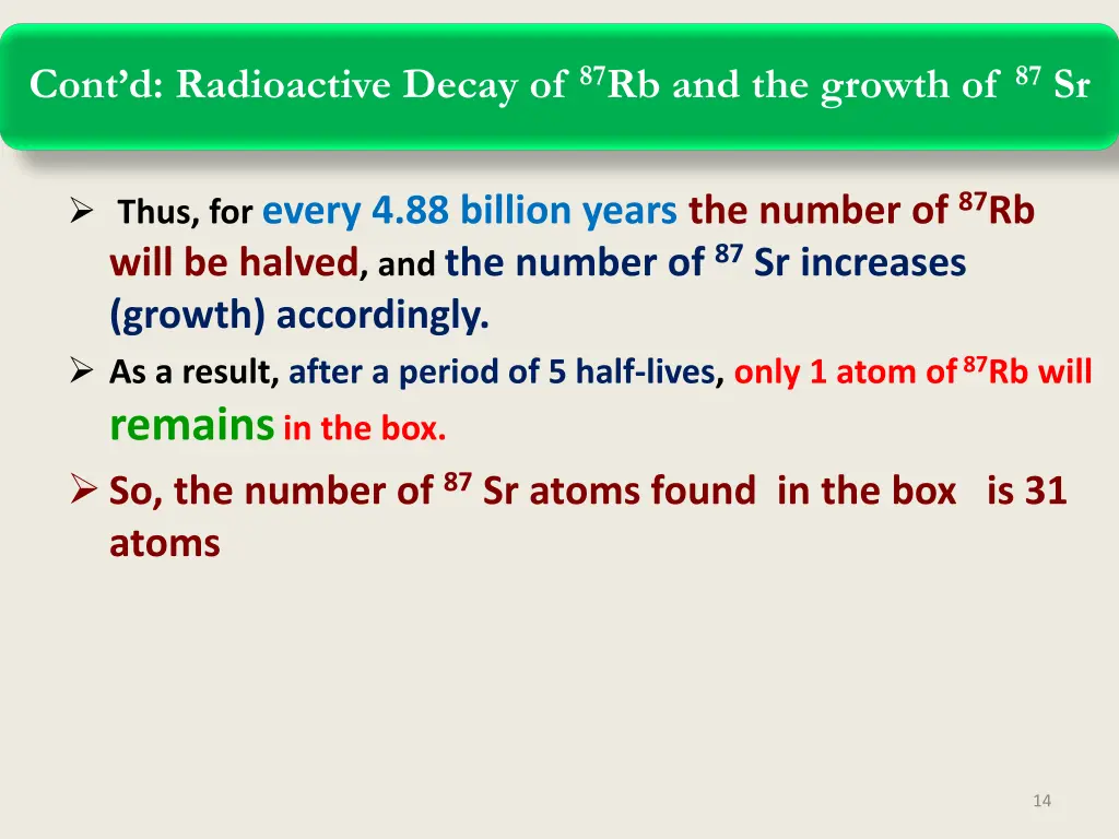 cont d radioactive decay of 87 rb and the growth