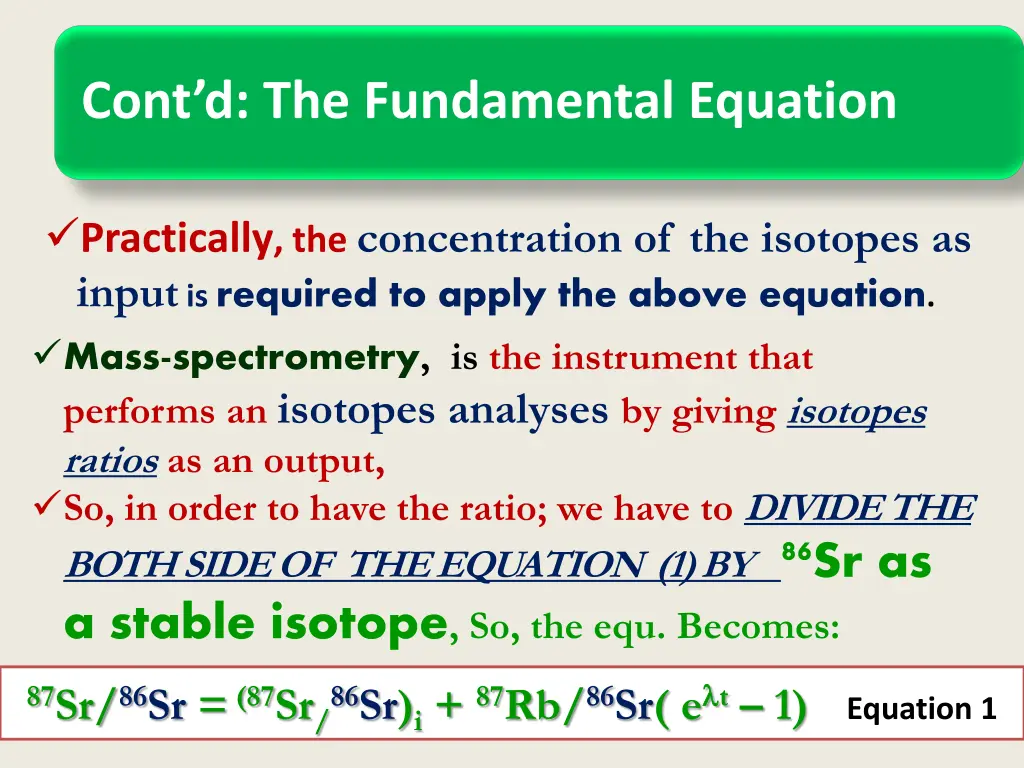 cont d the fundamental equation
