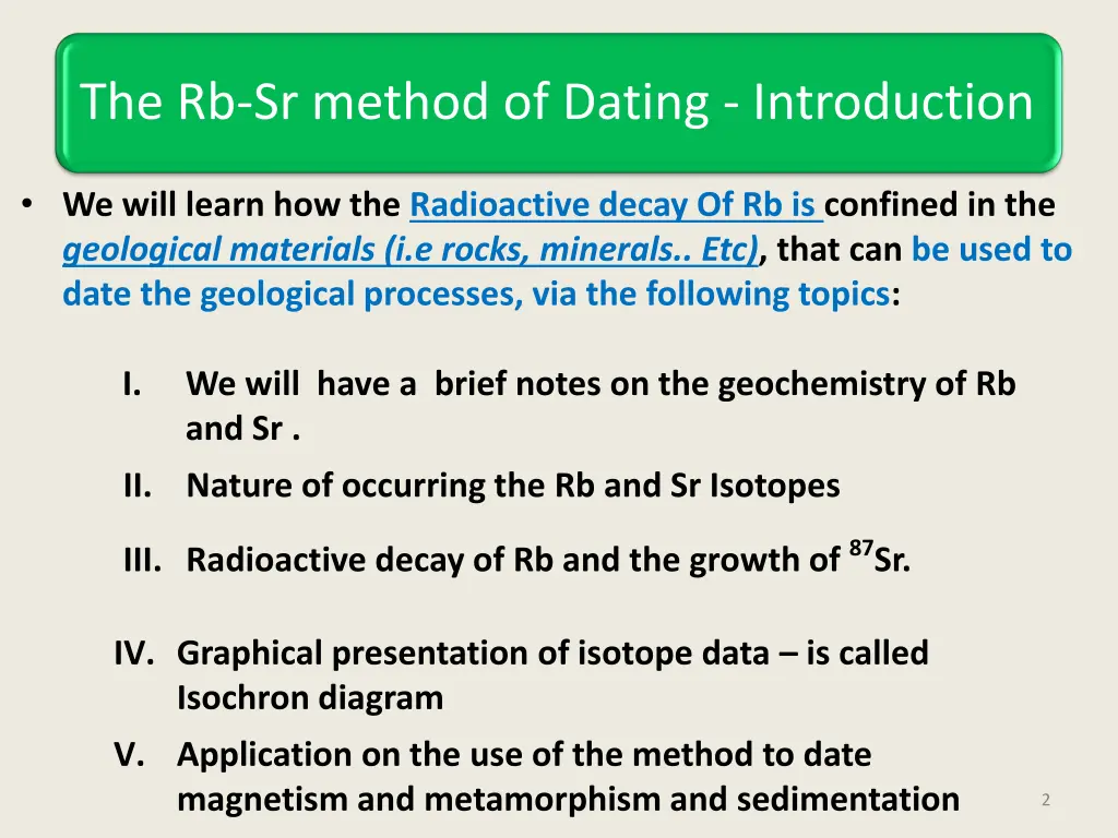 the rb sr method of dating introduction