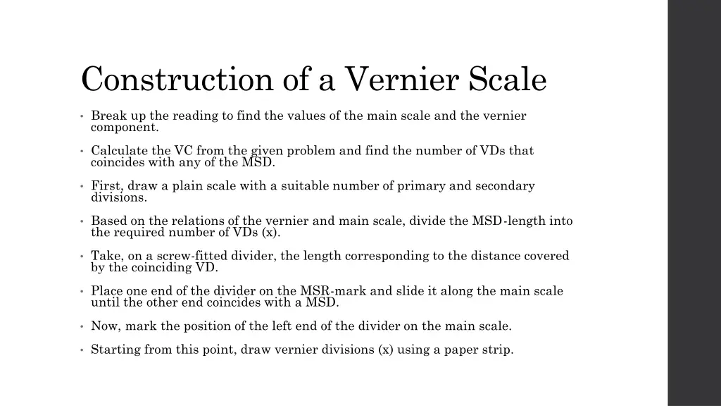 construction of a vernier scale