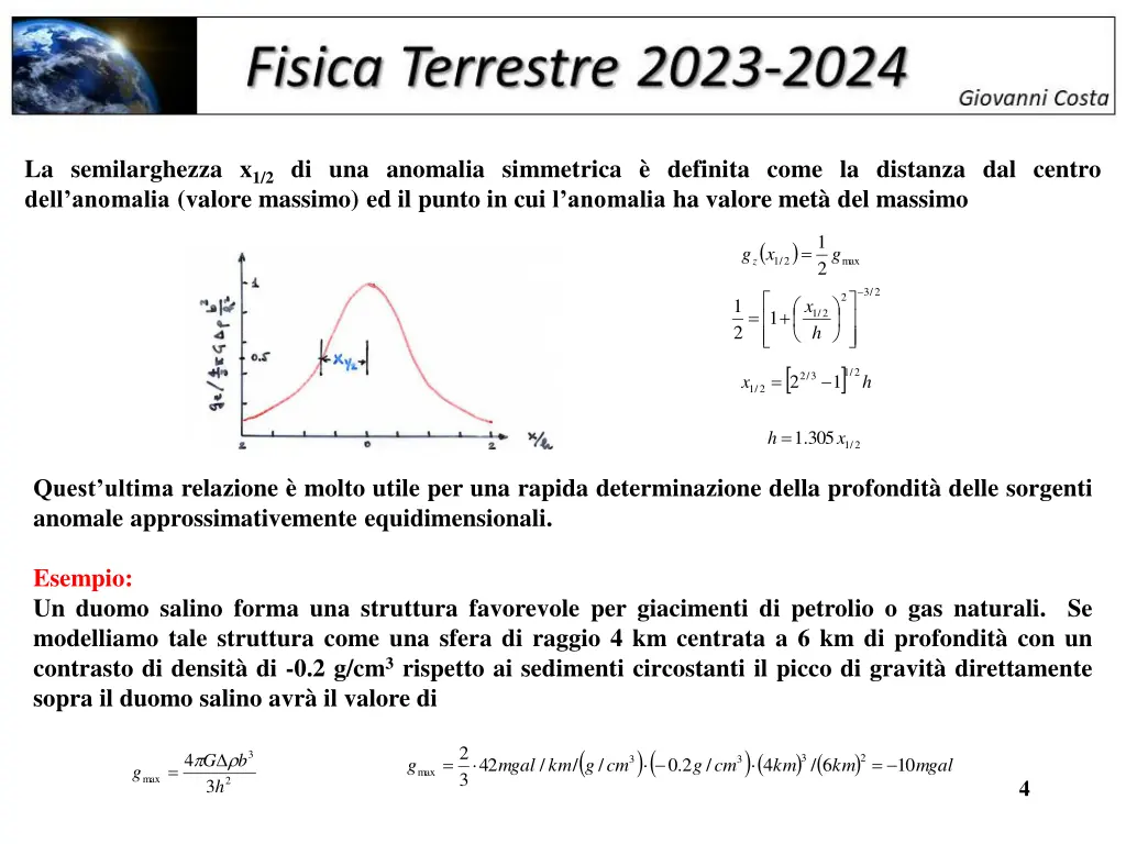 la semilarghezza x 1 2 di una anomalia simmetrica