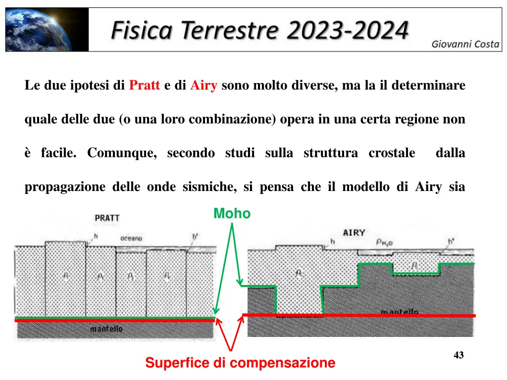 le due ipotesi di pratt e di airy sono molto