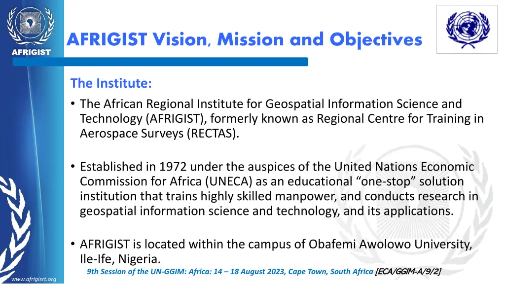 afrigist vision mission and objectives