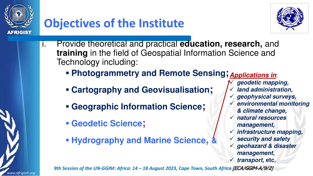 objectives of the institute