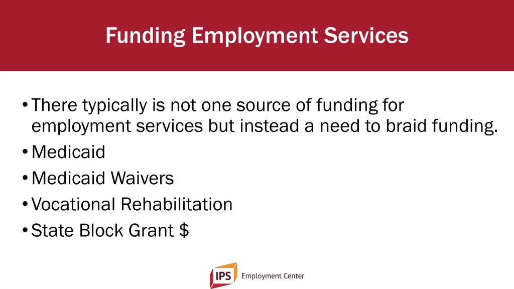 funding employment services