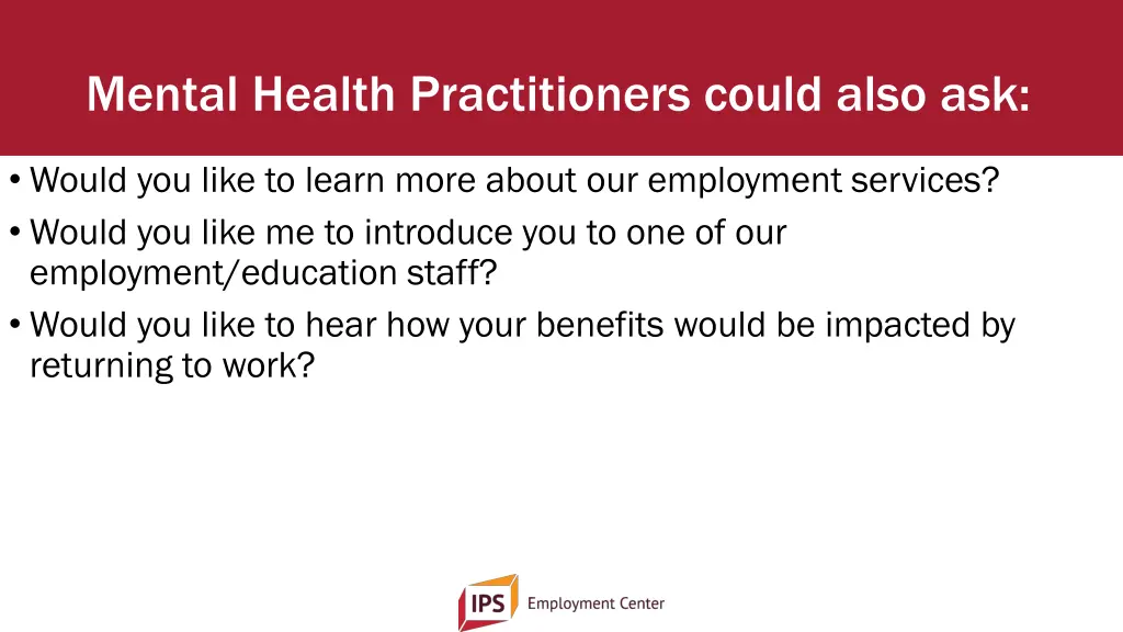 mental health practitioners could also ask