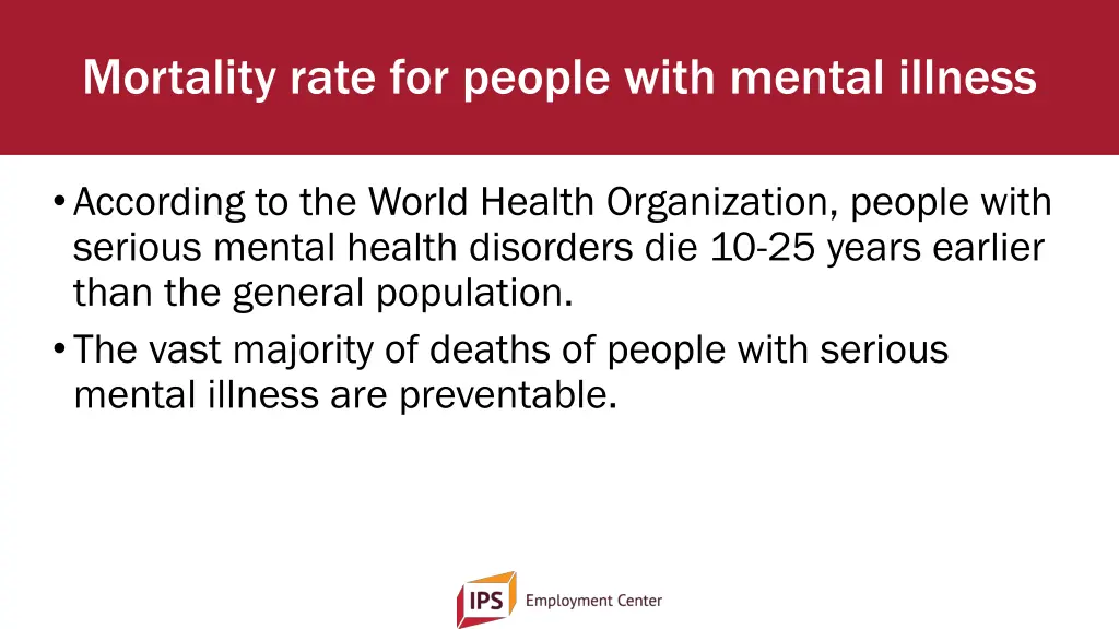 mortality rate for people with mental illness