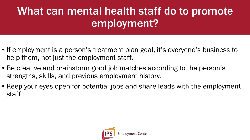 what can mental health staff do to promote 1