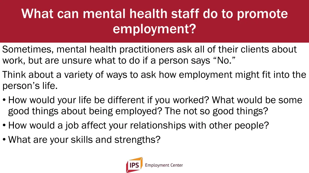 what can mental health staff do to promote