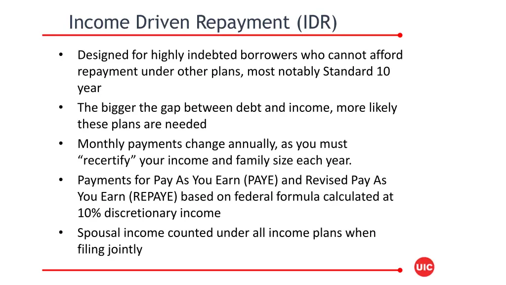 income driven repayment idr
