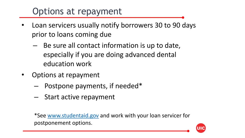 options at repayment