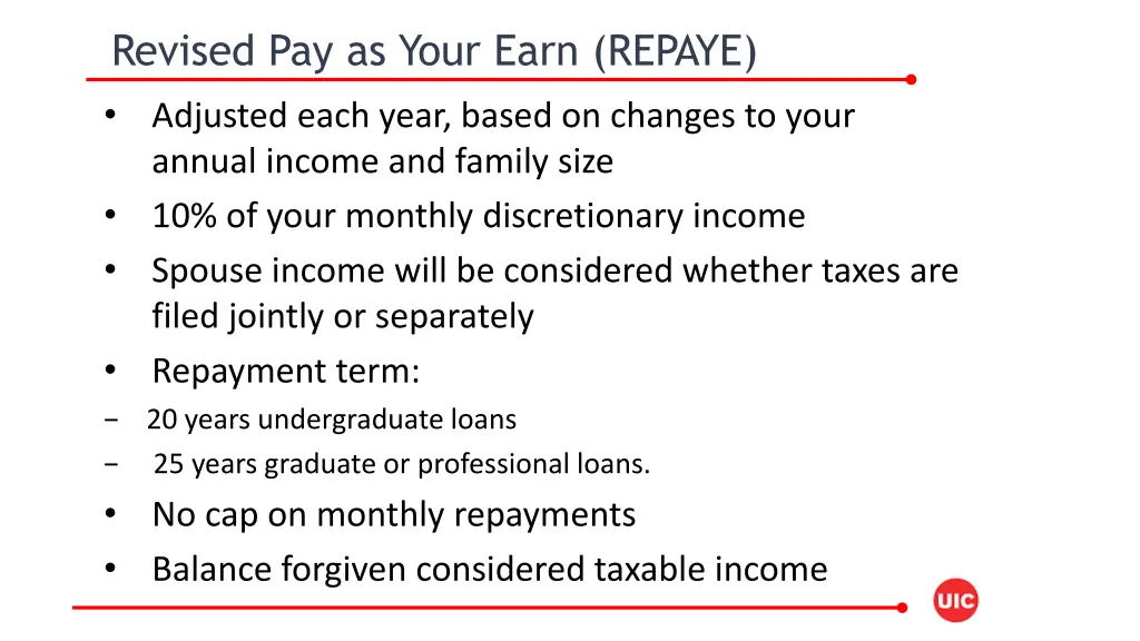 revised pay as your earn repaye adjusted each