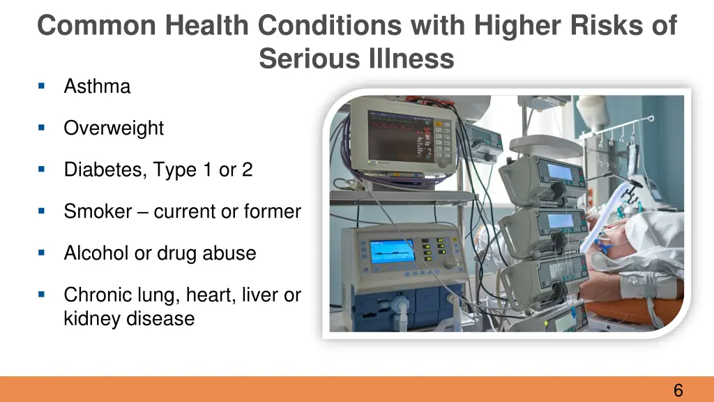 common health conditions with higher risks