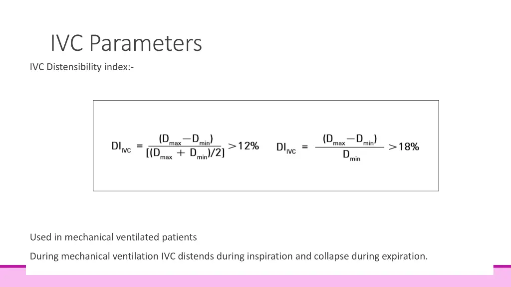 ivc parameters ivc distensibility index