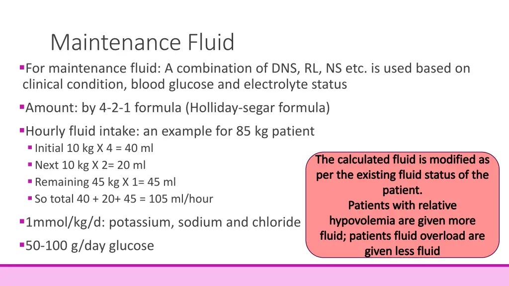 maintenance fluid for maintenance fluid