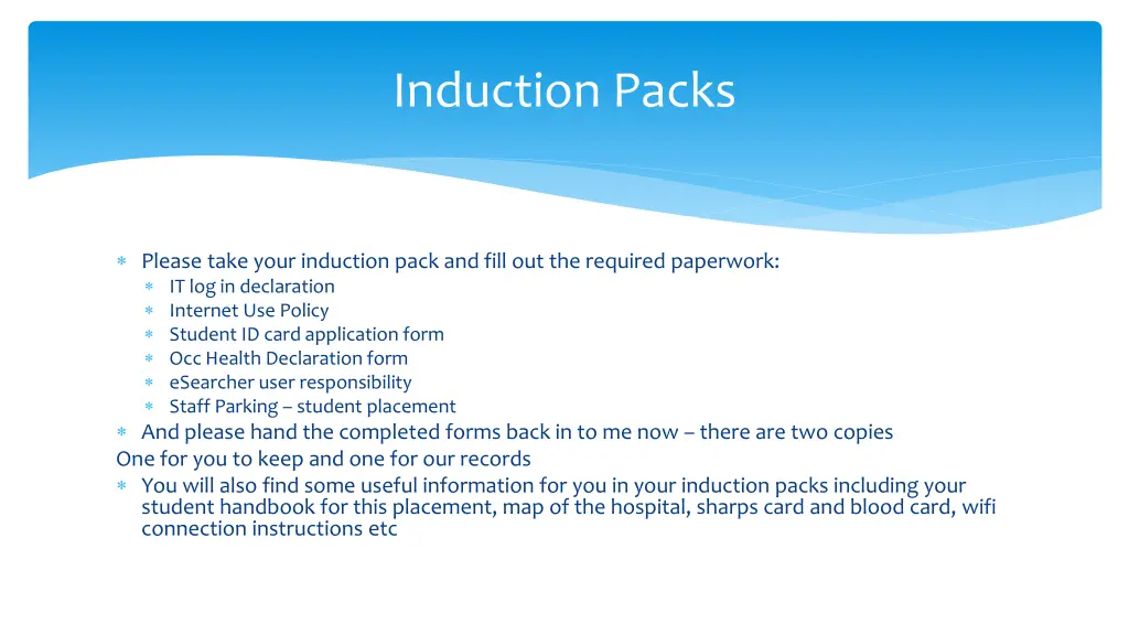 induction packs