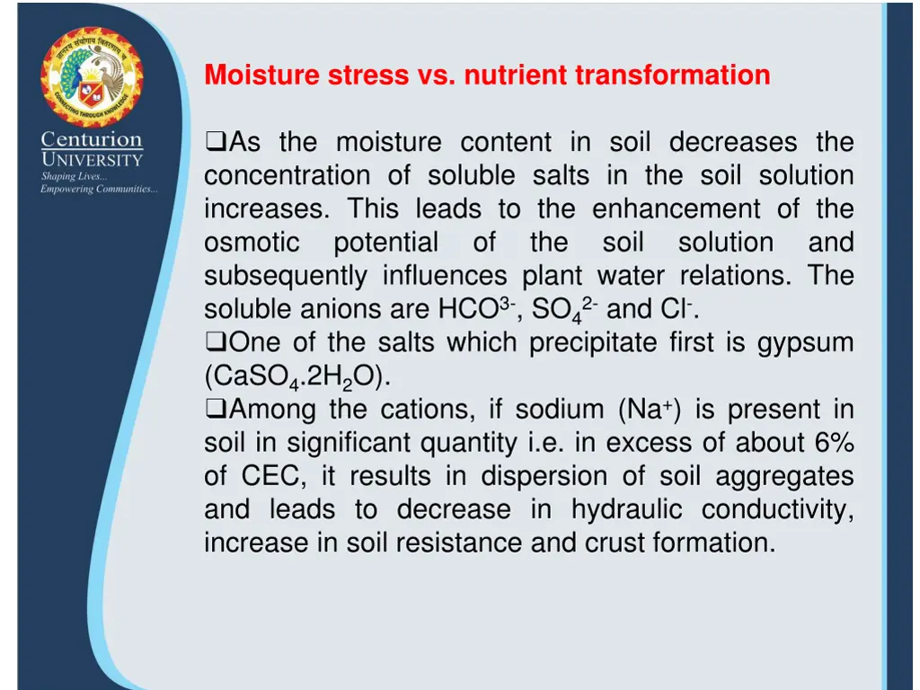 moisture stress vs nutrient transformation