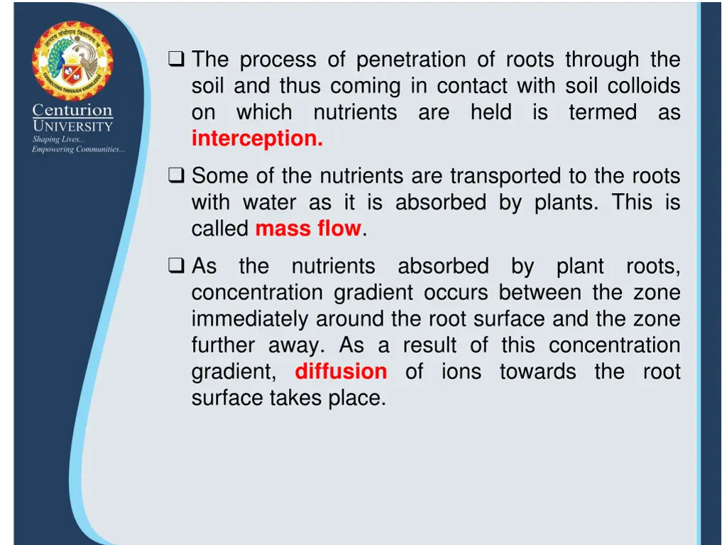 the process of penetration of roots through