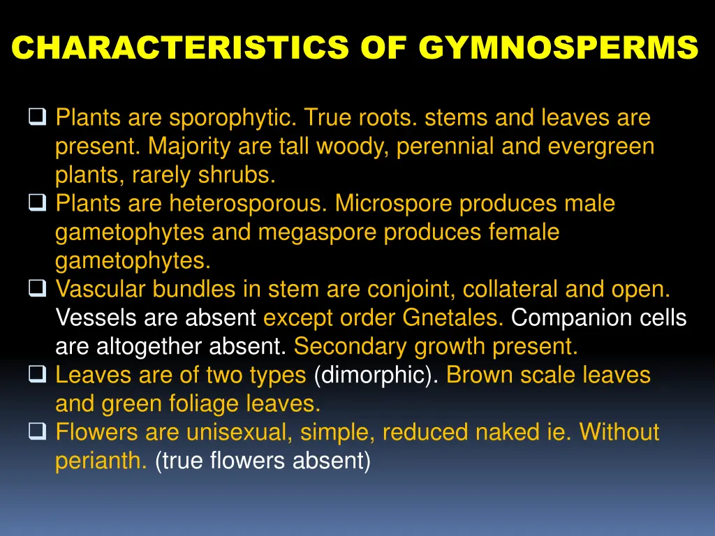 characteristics of gymnosperms