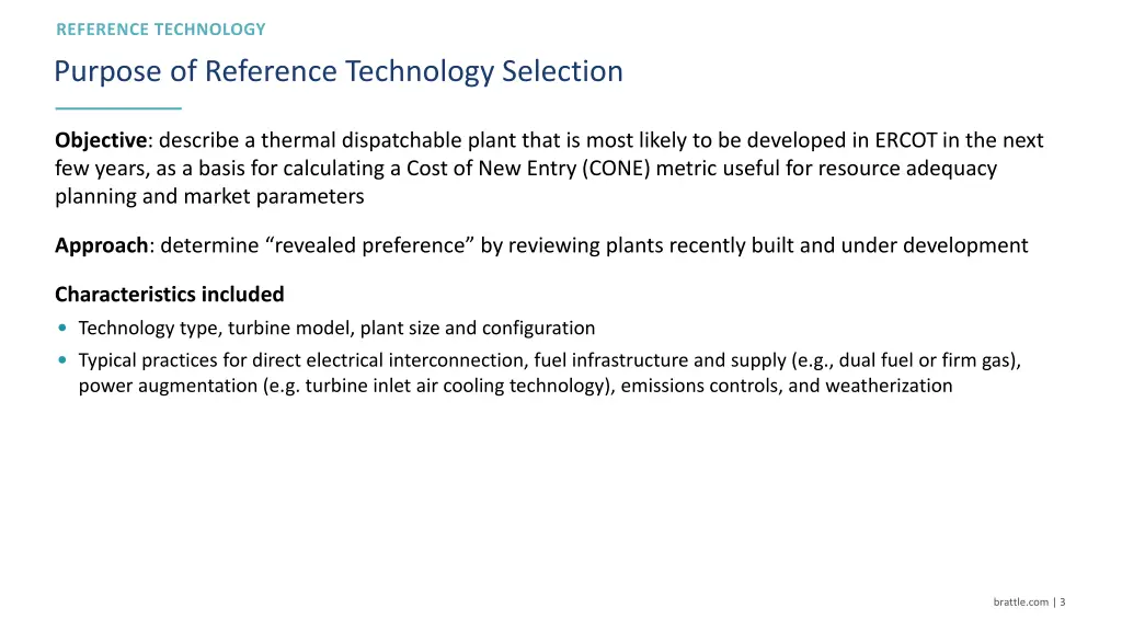 purpose of reference technology selection