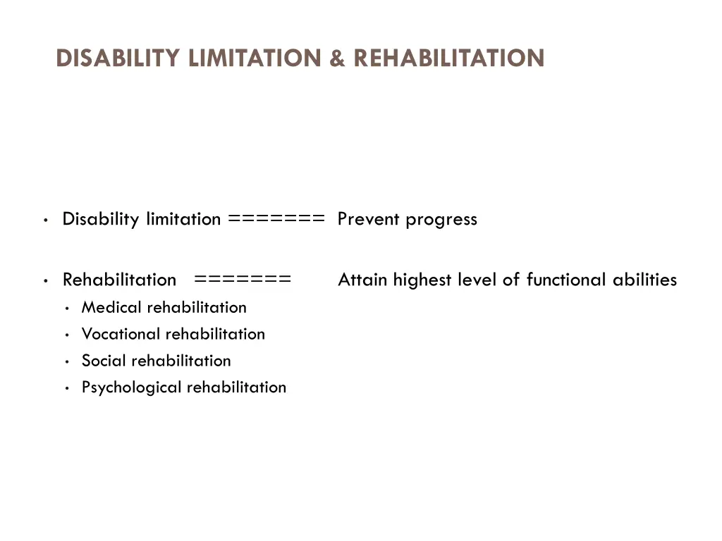 disability limitation rehabilitation