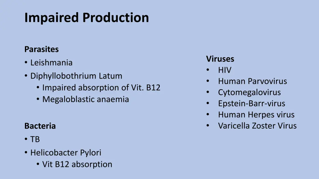 impaired production