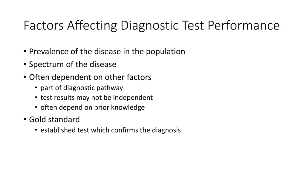 factors affecting diagnostic test performance