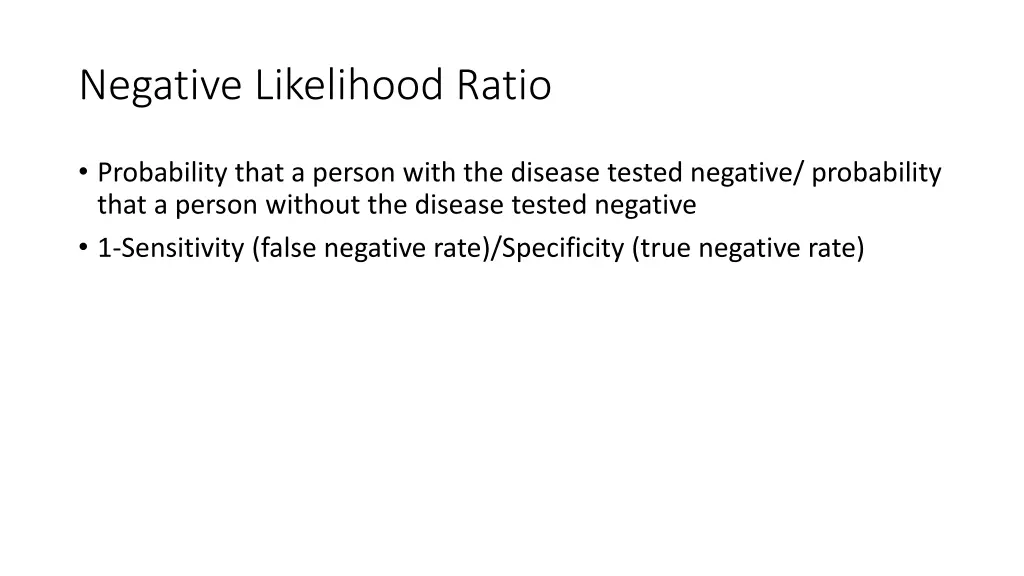 negative likelihood ratio