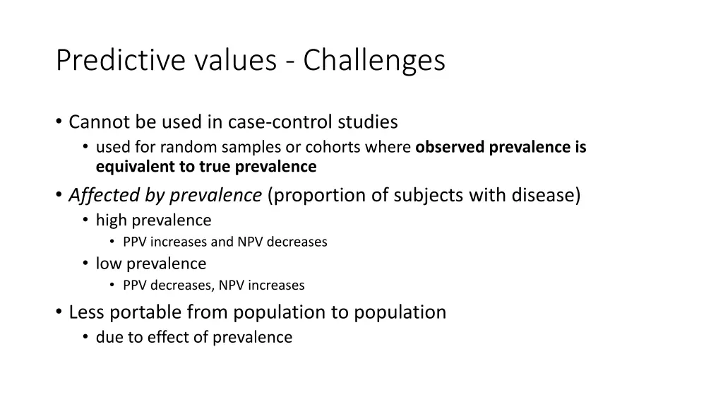 predictive values challenges