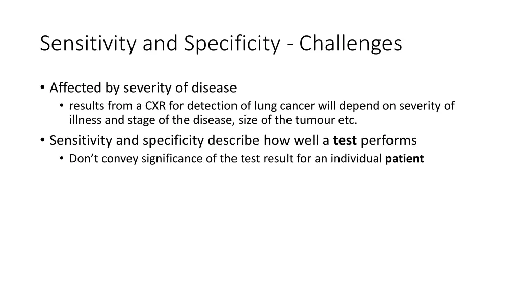 sensitivity and specificity challenges 1