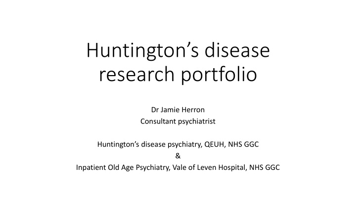 huntington s disease research portfolio