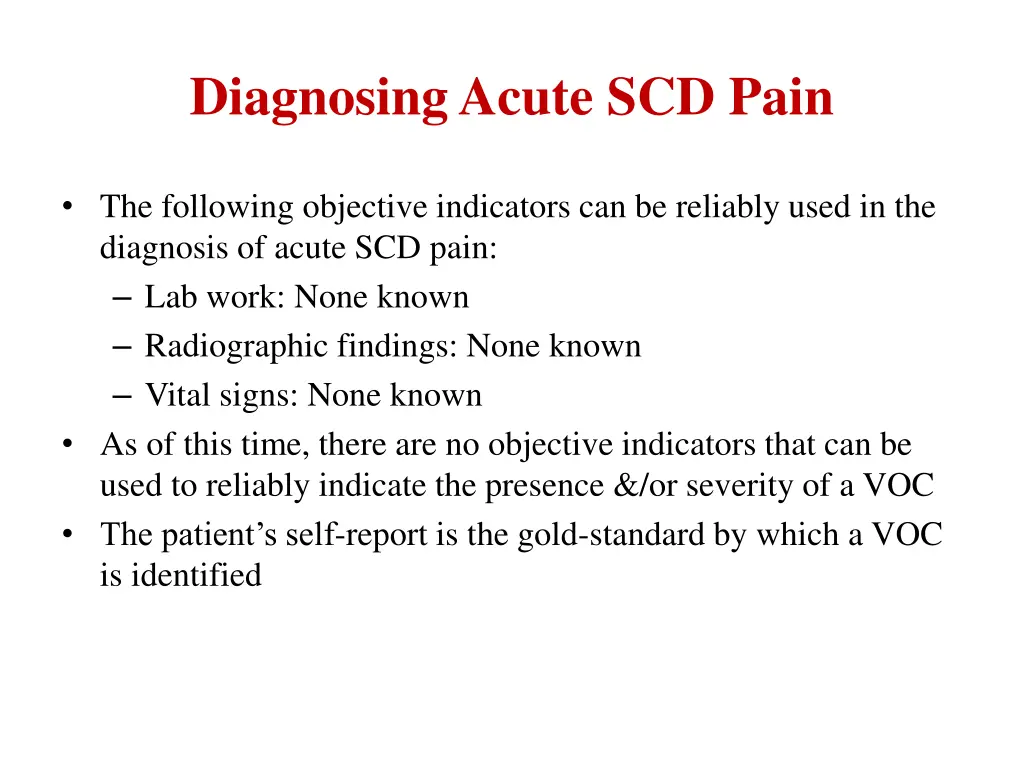 diagnosing acute scd pain