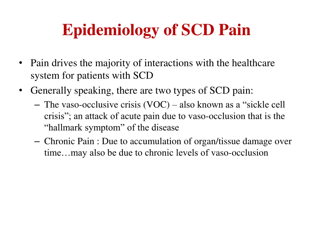 epidemiology of scd pain