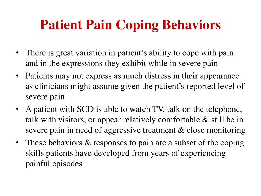 patient pain coping behaviors