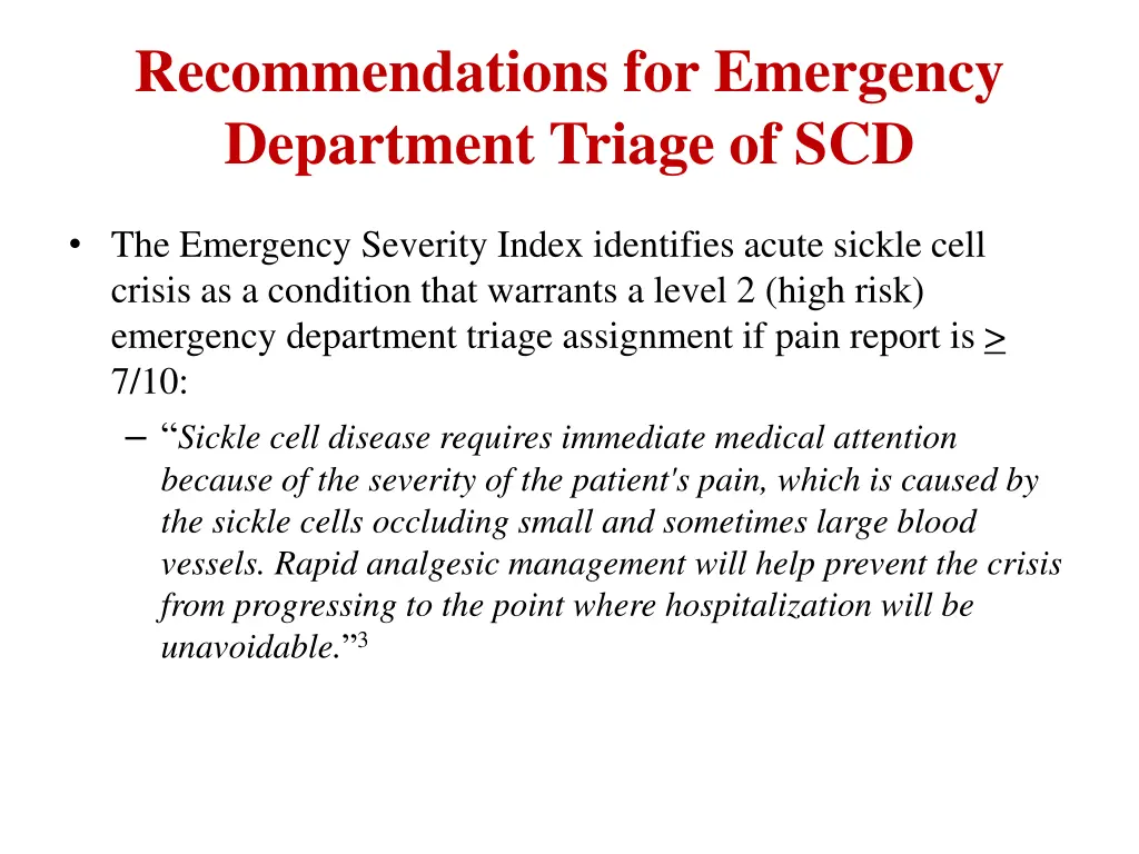 recommendations for emergency department triage