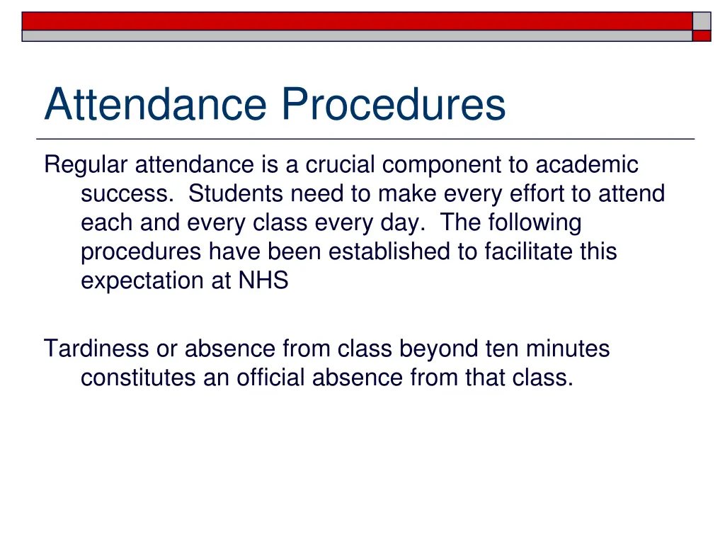 attendance procedures