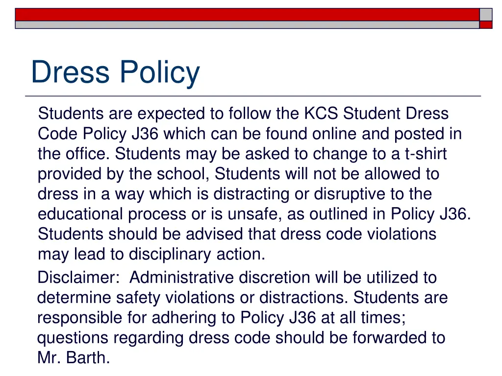 dress policy