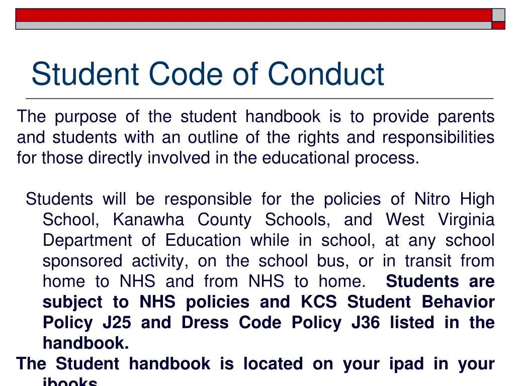 student code of conduct